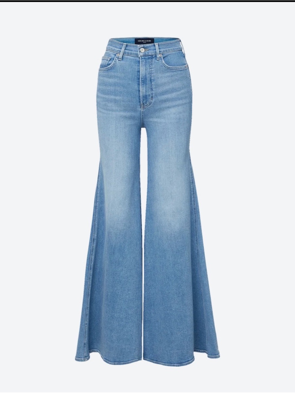 Veronica Beard Light Blue High-Rise Wide Flare Jeans